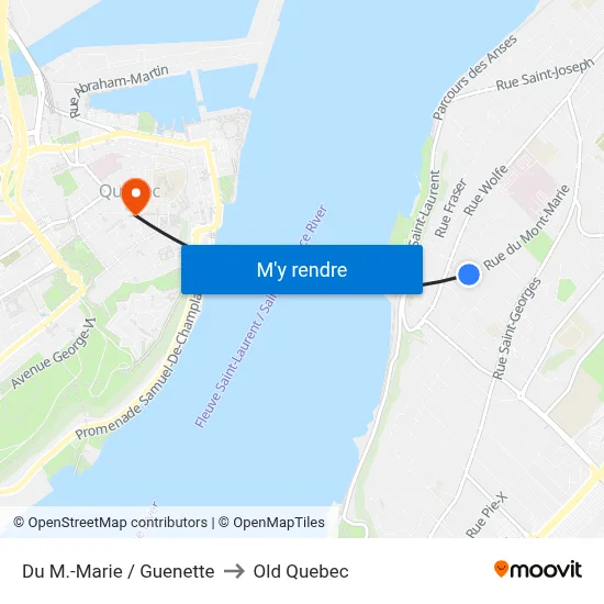Du M.-Marie / Guenette to Old Quebec map