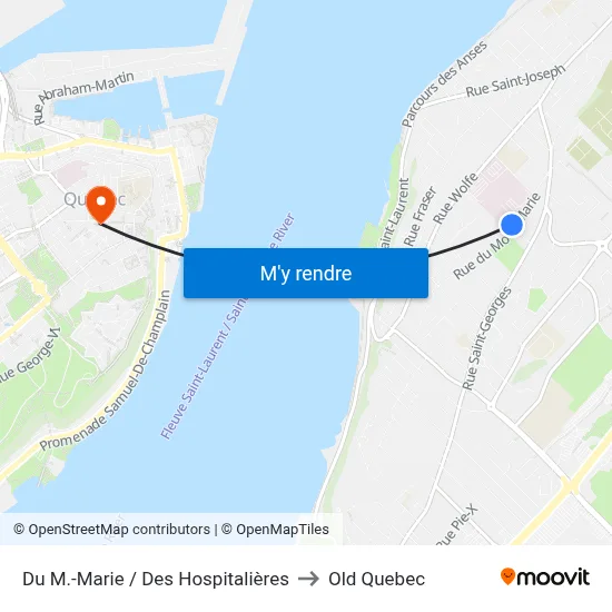Du M.-Marie / Des Hospitalières to Old Quebec map