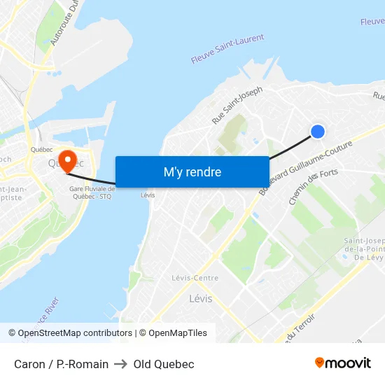 Caron / P.-Romain to Old Quebec map