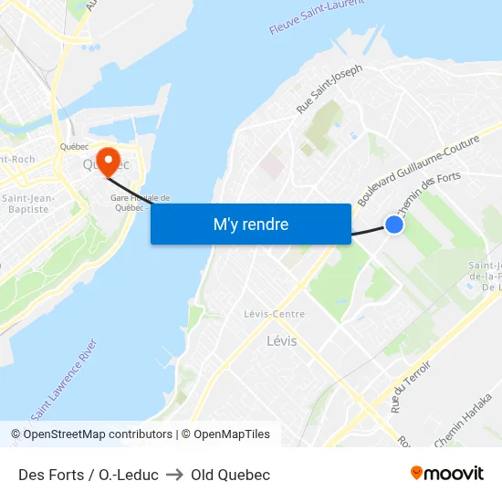 Des Forts / O.-Leduc to Old Quebec map