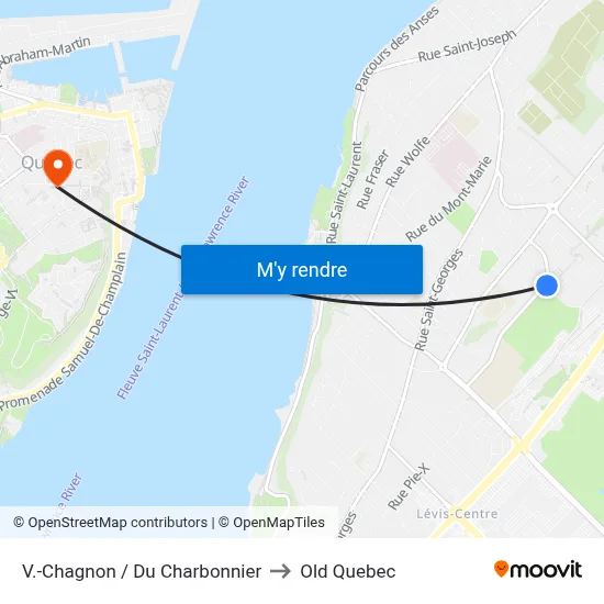 V.-Chagnon / Du Charbonnier to Old Quebec map