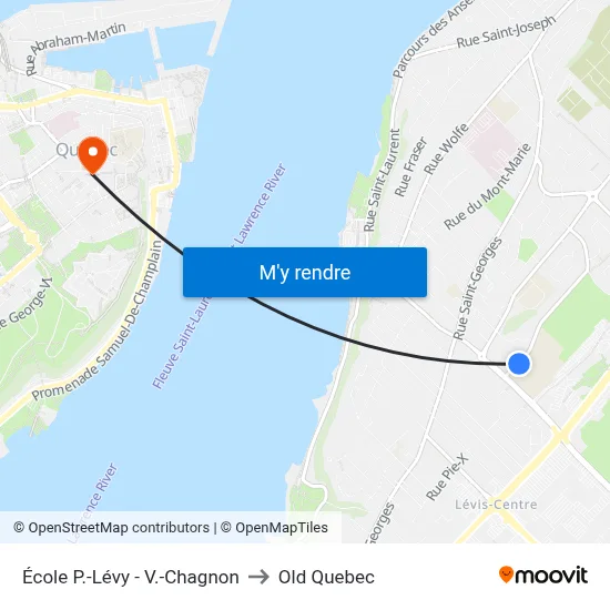 École P.-Lévy - V.-Chagnon to Old Quebec map