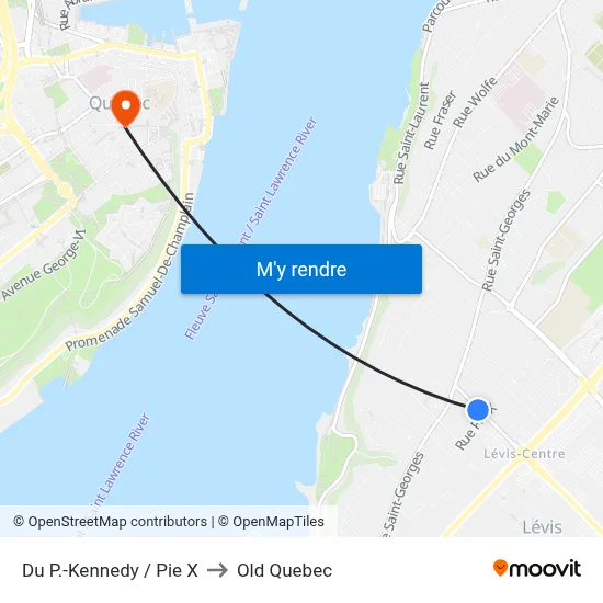 Du P.-Kennedy / Pie X to Old Quebec map