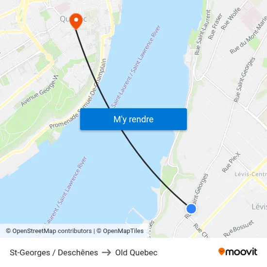 St-Georges / Deschênes to Old Quebec map