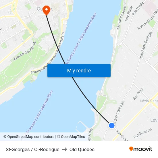 St-Georges / C.-Rodrigue to Old Quebec map