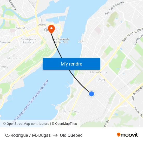 C.-Rodrigue / M.-Dugas to Old Quebec map