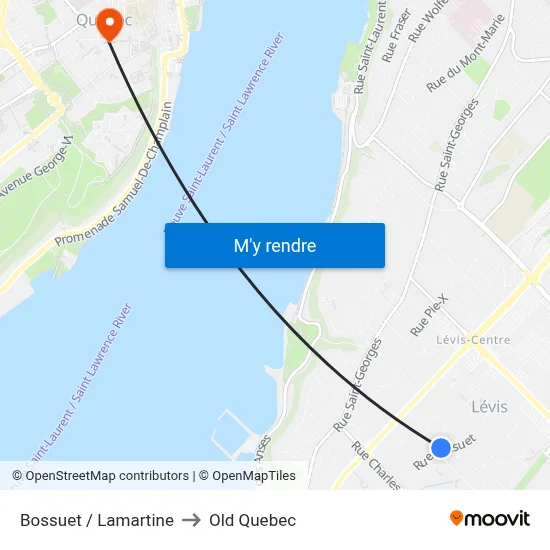 Bossuet / Lamartine to Old Quebec map