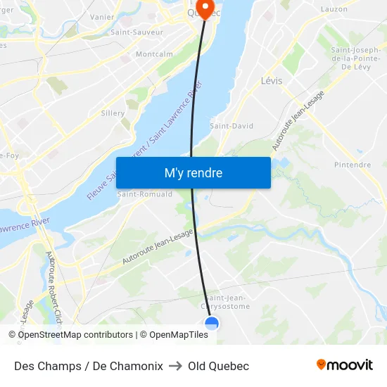 Des Champs / De Chamonix to Old Quebec map