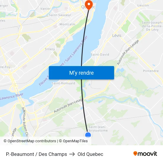 P.-Beaumont / Des Champs to Old Quebec map