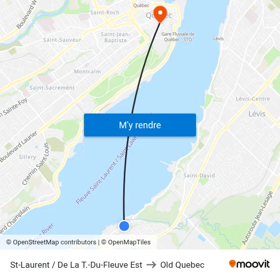 St-Laurent / De La T.-Du-Fleuve Est to Old Quebec map