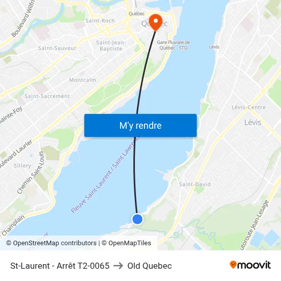 St-Laurent - Arrêt T2-0065 to Old Quebec map