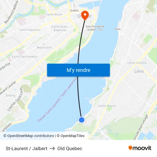 St-Laurent / Jalbert to Old Quebec map