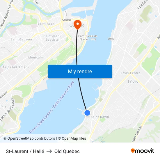 St-Laurent / Hallé to Old Quebec map