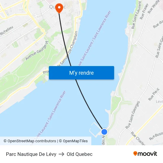 Parc Nautique De Lévy to Old Quebec map