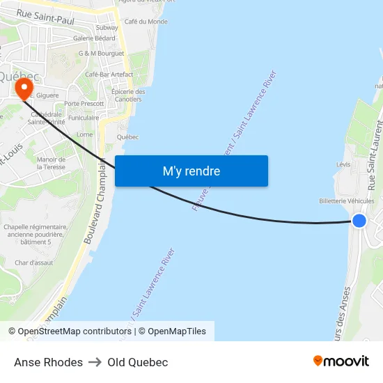Anse Rhodes to Old Quebec map
