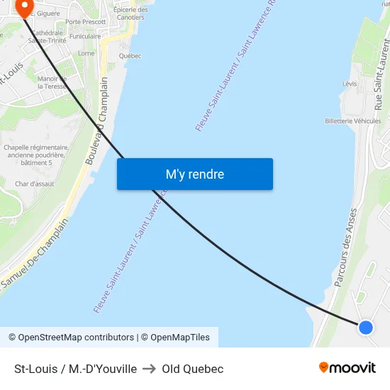 St-Louis / M.-D'Youville to Old Quebec map