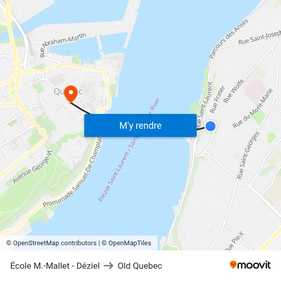 École M.-Mallet - Déziel to Old Quebec map