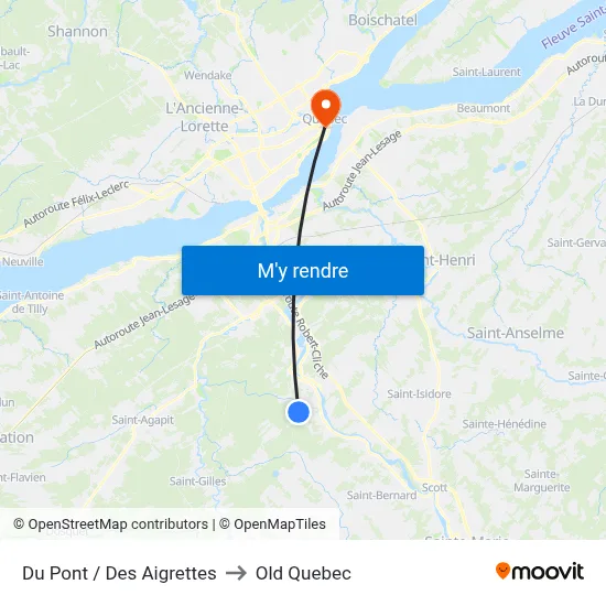 Du Pont / Des Aigrettes to Old Quebec map
