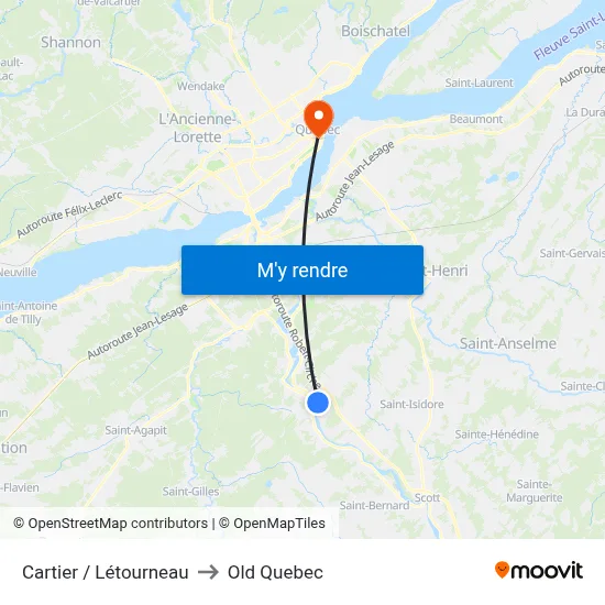 Cartier / Létourneau to Old Quebec map