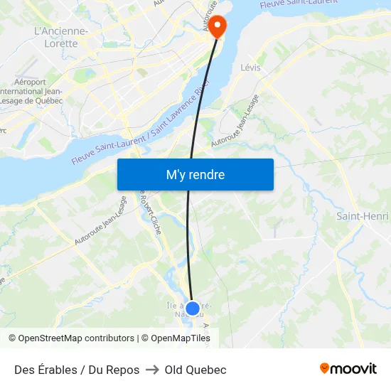 Des Érables / Du Repos to Old Quebec map