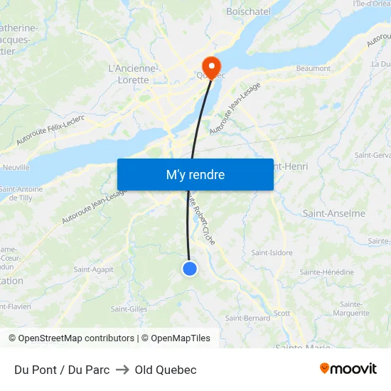 Du Pont / Du Parc to Old Quebec map