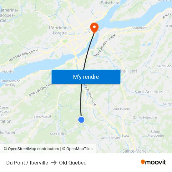 Du Pont / Iberville to Old Quebec map