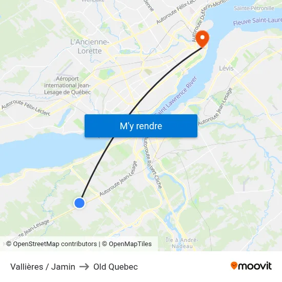 Vallières / Jamin to Old Quebec map
