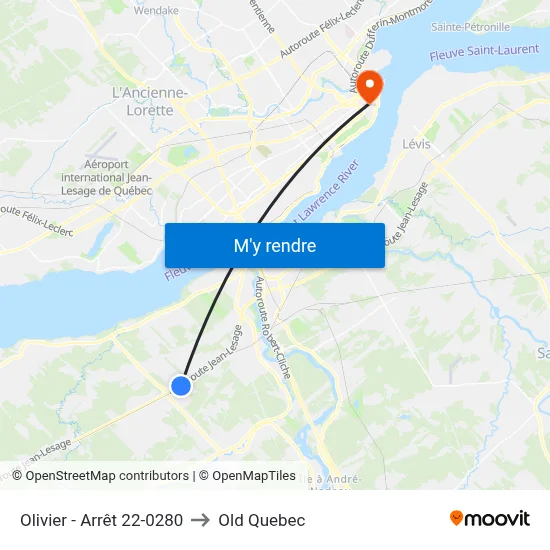 Olivier - Arrêt 22-0280 to Old Quebec map
