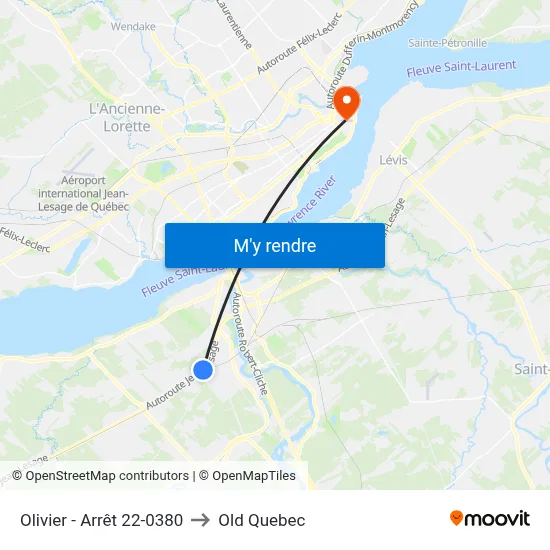 Olivier - Arrêt 22-0380 to Old Quebec map
