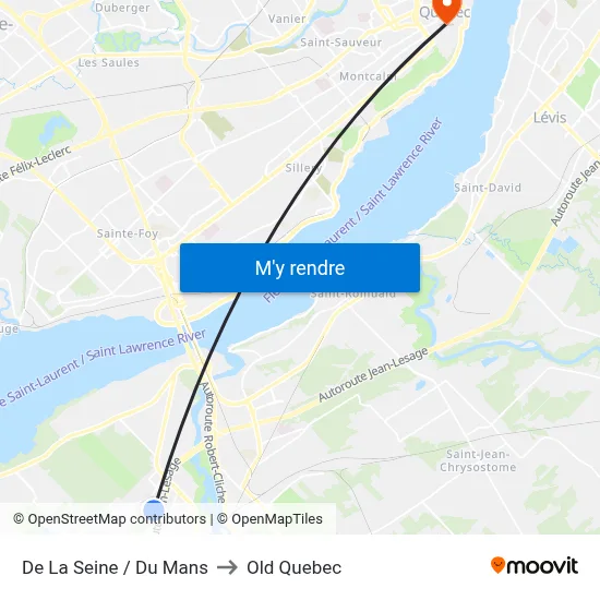 De La Seine / Du Mans to Old Quebec map