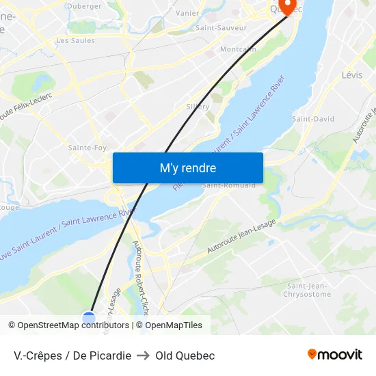 V.-Crêpes / De Picardie to Old Quebec map