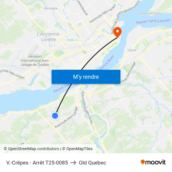 V.-Crêpes - Arrêt T25-0085 to Old Quebec map
