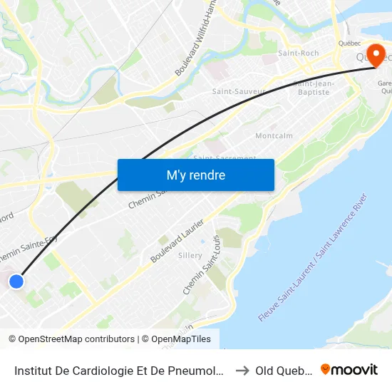 Institut De Cardiologie Et De Pneumologie to Old Quebec map