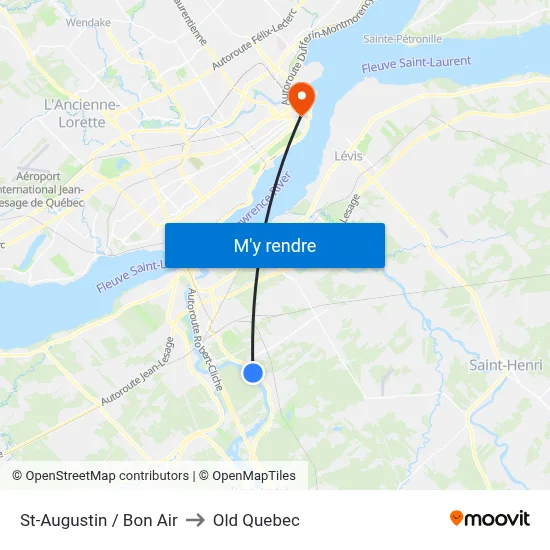 St-Augustin / Bon Air to Old Quebec map