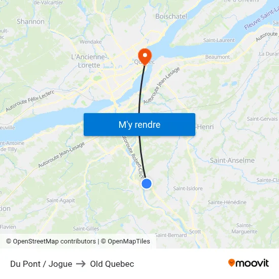 Du Pont / Jogue to Old Quebec map