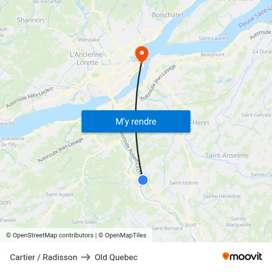 Cartier / Radisson to Old Quebec map