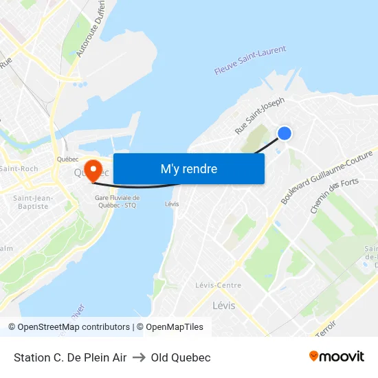 Station C. De Plein Air to Old Quebec map