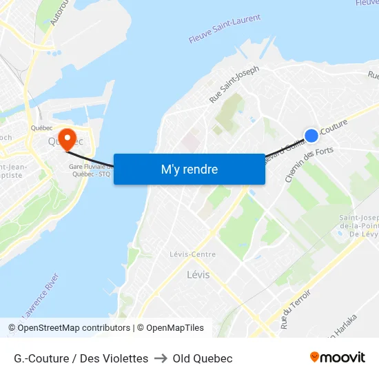 G.-Couture / Des Violettes to Old Quebec map