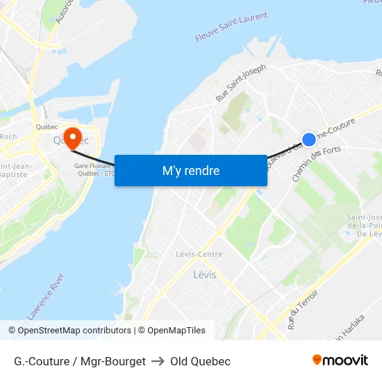 G.-Couture / Mgr-Bourget to Old Quebec map
