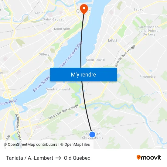 Taniata / A.-Lambert to Old Quebec map