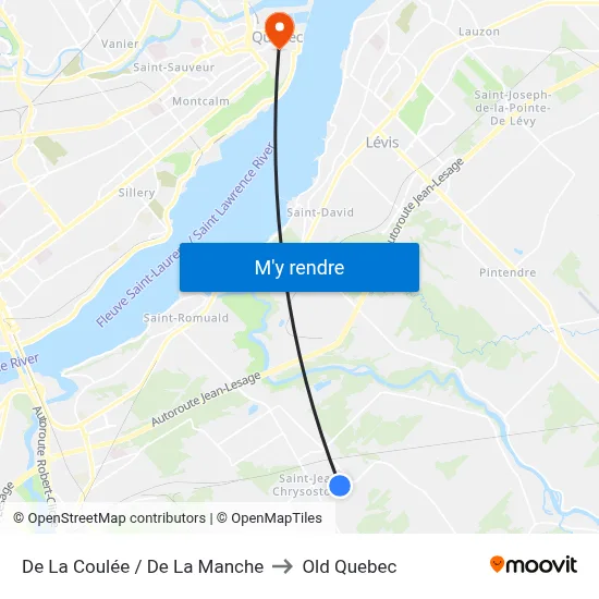 De La Coulée / De La Manche to Old Quebec map