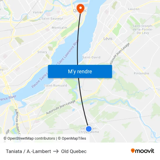 Taniata / A.-Lambert to Old Quebec map