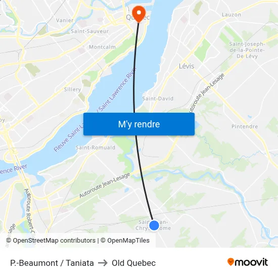 P.-Beaumont / Taniata to Old Quebec map