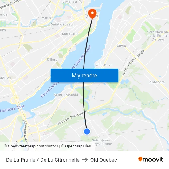 De La Prairie / De La Citronnelle to Old Quebec map
