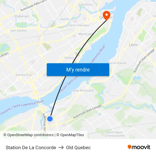 Station De La Concorde to Old Quebec map