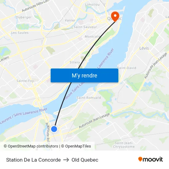 Station De La Concorde to Old Quebec map