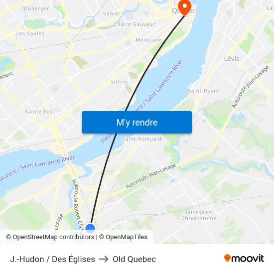 J.-Hudon / Des Églises to Old Quebec map