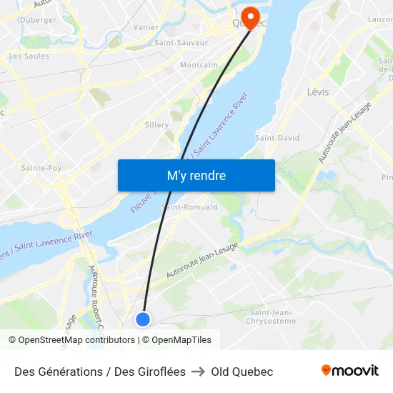 Des Générations / Des Giroflées to Old Quebec map