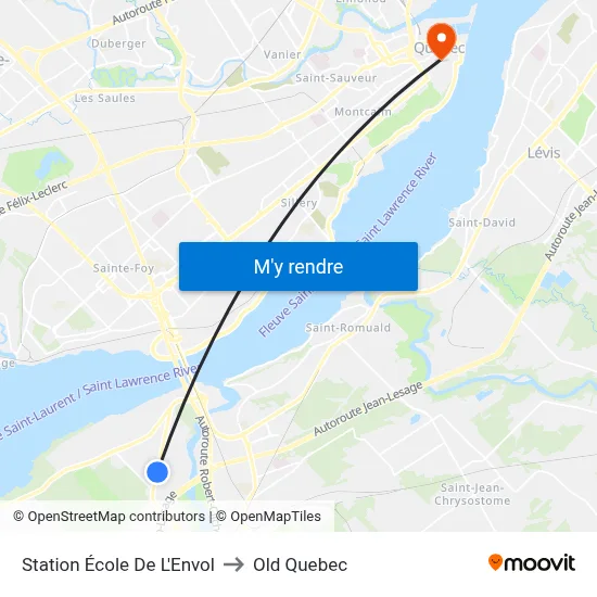 Station École De L'Envol to Old Quebec map