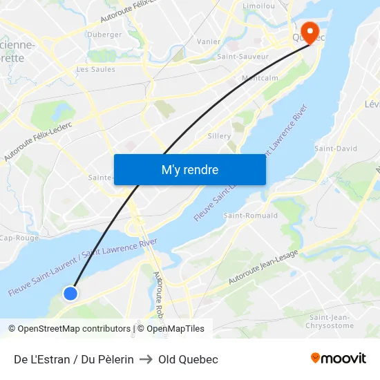 De L'Estran / Du Pèlerin to Old Quebec map
